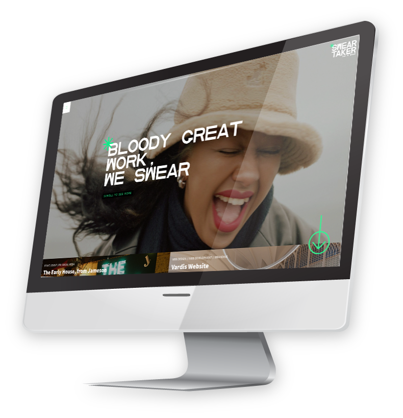 A screen showing Sweartaker's website homepage